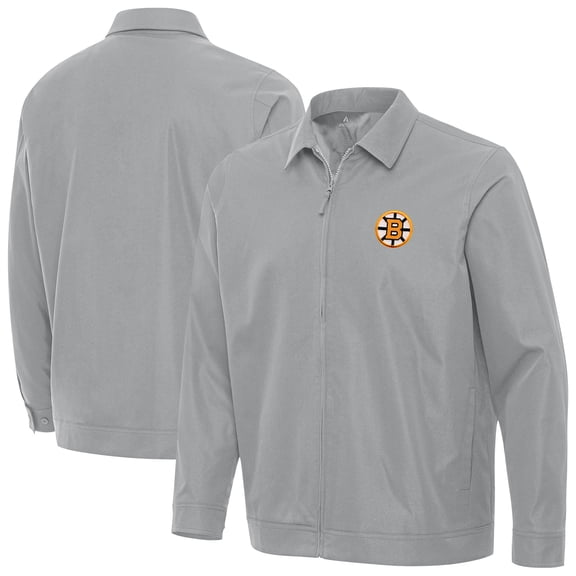 Men's Antigua Gray Boston Bruins Pivot Full-Zip Jacket