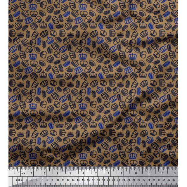 Soimoi Rayon Fabric Crown Victorian Style Fabric Prints by Yard 56 Inch Wide