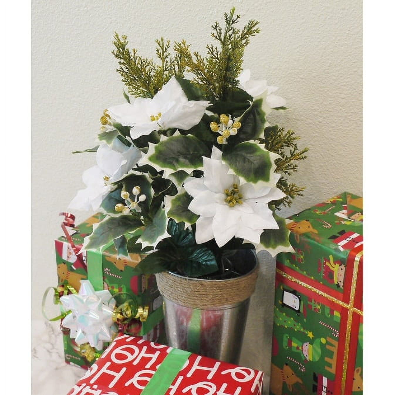 Admired by Nature Artificial Winter Frost Seasonal Mixed Bush, White, Gold, Abn4b009-wht-gld