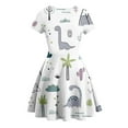 thumbnail image 3 of Youmylove Toddler Girls Short Sleeve Dinosaur Printed Princess Dress Dance Party Dresses Clothes Stylish Playwear, 3 of 3