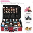thumbnail image 5 of Large Travel Artist Makeup Bag With Adjustable Dividers &12 Brush Slots Portable Cosmetic Organizer Red Houses with Blue Windows, 5 of 7