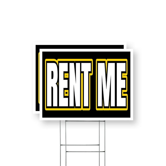 Rent Me Yard Sign 2 Pack of 12 Inch x 16 Inch Single Sided Weatherproof Heavy-Duty Plastic with Stake | Equipment Rentals, Clear Messaging, Professional Signage | Made in USA
