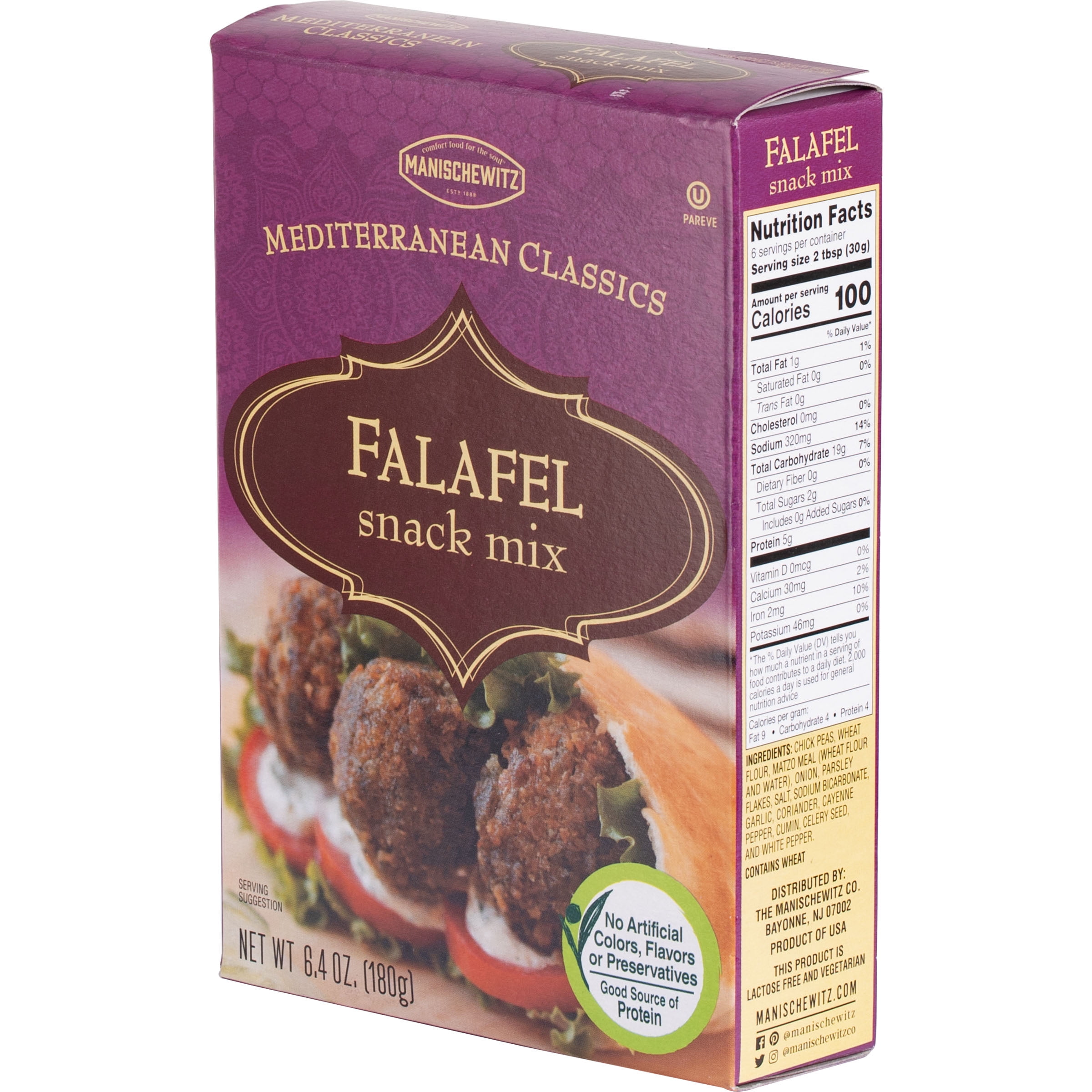 (3 pack) Manischewitz Falafel Meiterranean Snack Mix, 6.4 Oz