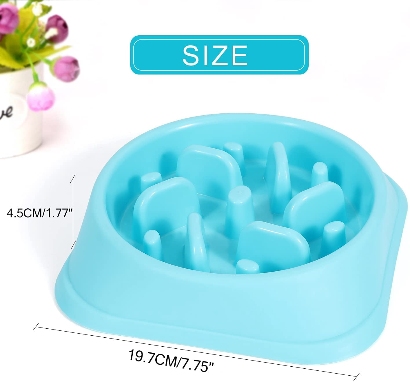 NEX Slow Feeder Dog Bowl Non Slip Anti Choke Feeding Dish BPA Free,Blue