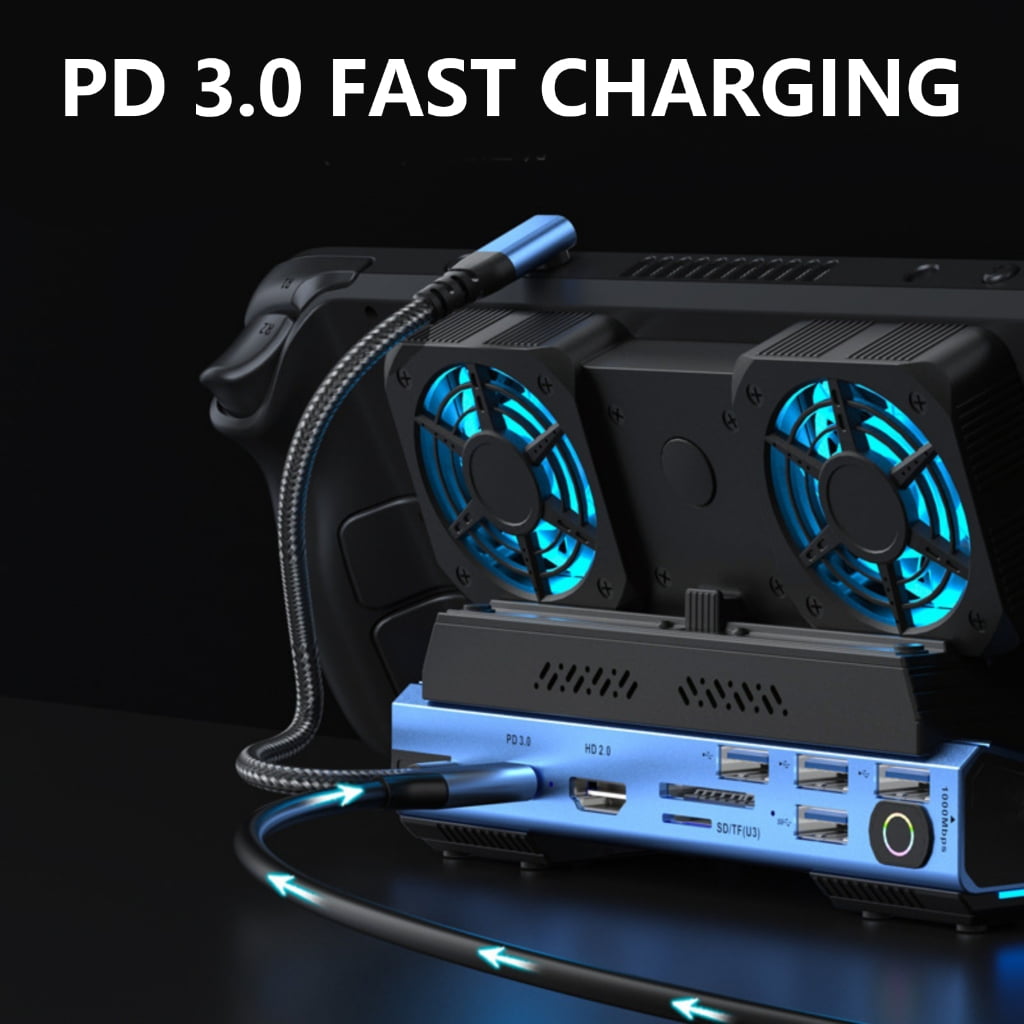 lanema USB HUB Docking Station for Console with Light Type-C Dock PD 3.0 4K@60Hz RJ45 Card Reader