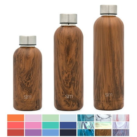 Simple Modern 17oz Bolt Water Bottle - Stainless Steel Hydro Swell Flask - Double Wall Vacuum Insulated Reusable Brown Small Kids Metal Coffee Tumbler Leak Proof Thermos - Wood