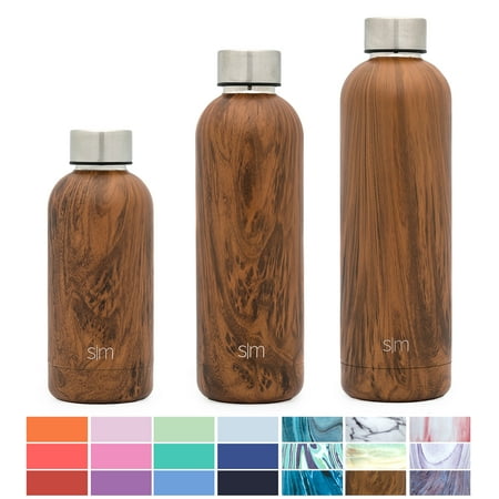 Simple Modern 17oz Bolt Water Bottle - Stainless Steel Hydro Swell Flask - Double Wall Vacuum Insulated Reusable Brown Small Kids Metal Coffee Tumbler Leak Proof Thermos - Wood (Best Vacuum Bottle For Coffee)