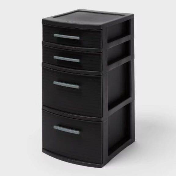 4 Drawer Medium Tower Black 1pc