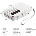 thumbnail image 3 of L-938 Digital Portable 3W Stereo Speaker MP3 Audio Player High Fidelity Sound Quality w/ 1.5 Inch Display Screen Support USB Drive TF MMC AUX-IN Earphone-out White, 3 of 7