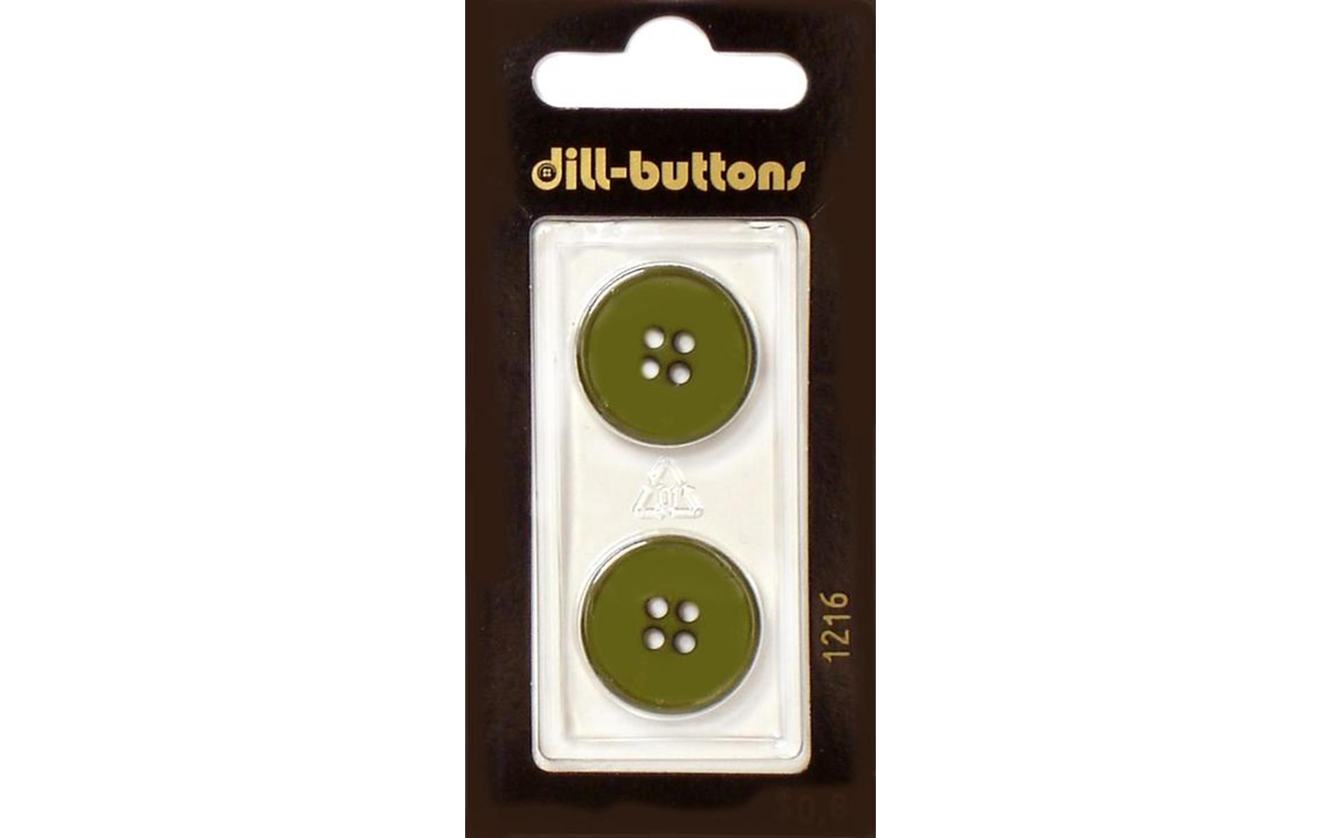 Dill Buttons 20mm 2pc 4 Hole Dark Green