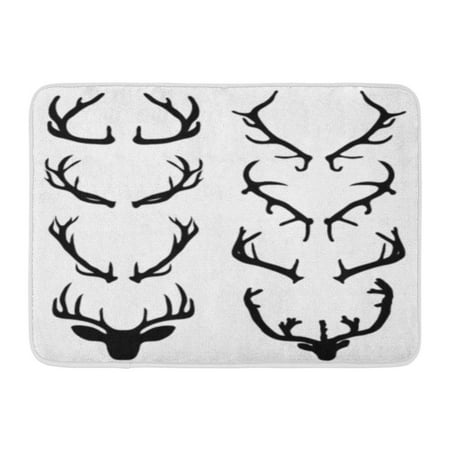 Deer Antlers Silhouette GODPOK Head Black Antler Silhouettes of Deer Horns 2 Animal Stag Rug Doormat Bath Mat 23.6x15.7 inch ()
