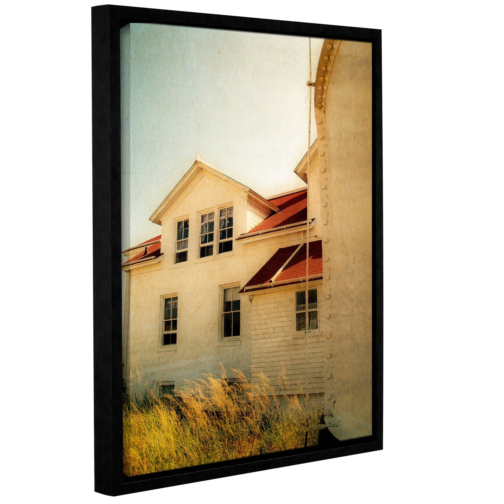 ArtWall Kevin Calkins "Lighthouse and Beach Grass" Gallery-Wrapped Floater-Framed Canvas