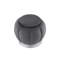 thumbnail image 3 of Nicole Miller Melton Grey/Silver Velvet Ottoman - Upholstered, Channel Tufted, Silver Matte Base, 3 of 9