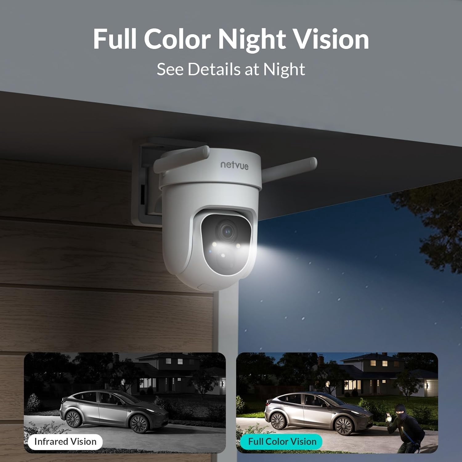 Security Cameras Wireless Wi-fi, Netvue 360° View Home Surveillance Outdoor Cameras, Only 2.4G Wifi