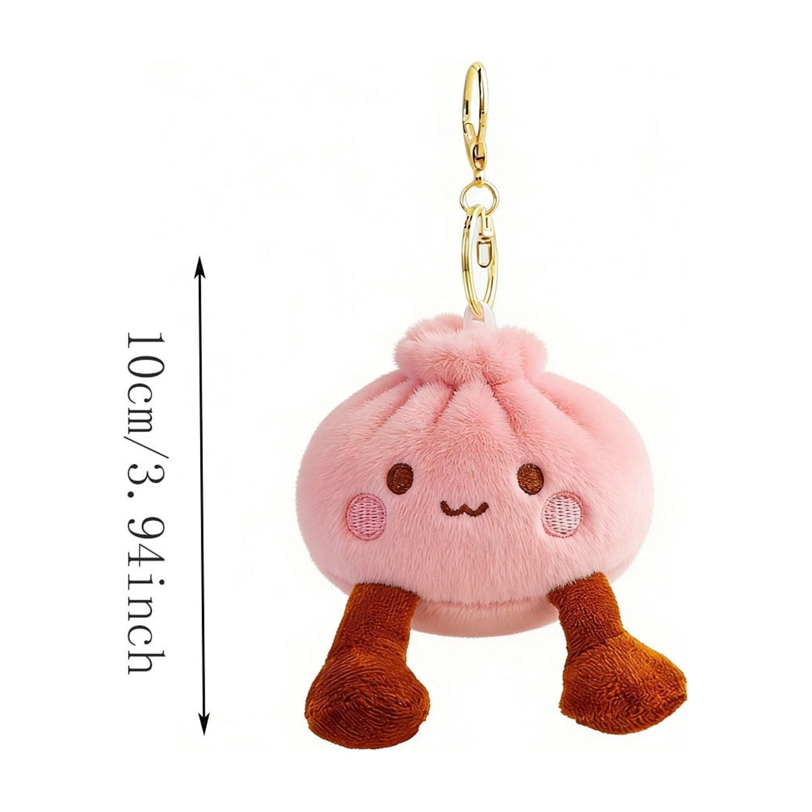 Tusihei 5Pcs Kawaii Dumpling Plush Keychain, Cute Steamed Bun Bag Pendant with Adorable Face, Soft Plush Key Ring with Metal Clasp and Chain for Backpack Purse Keys