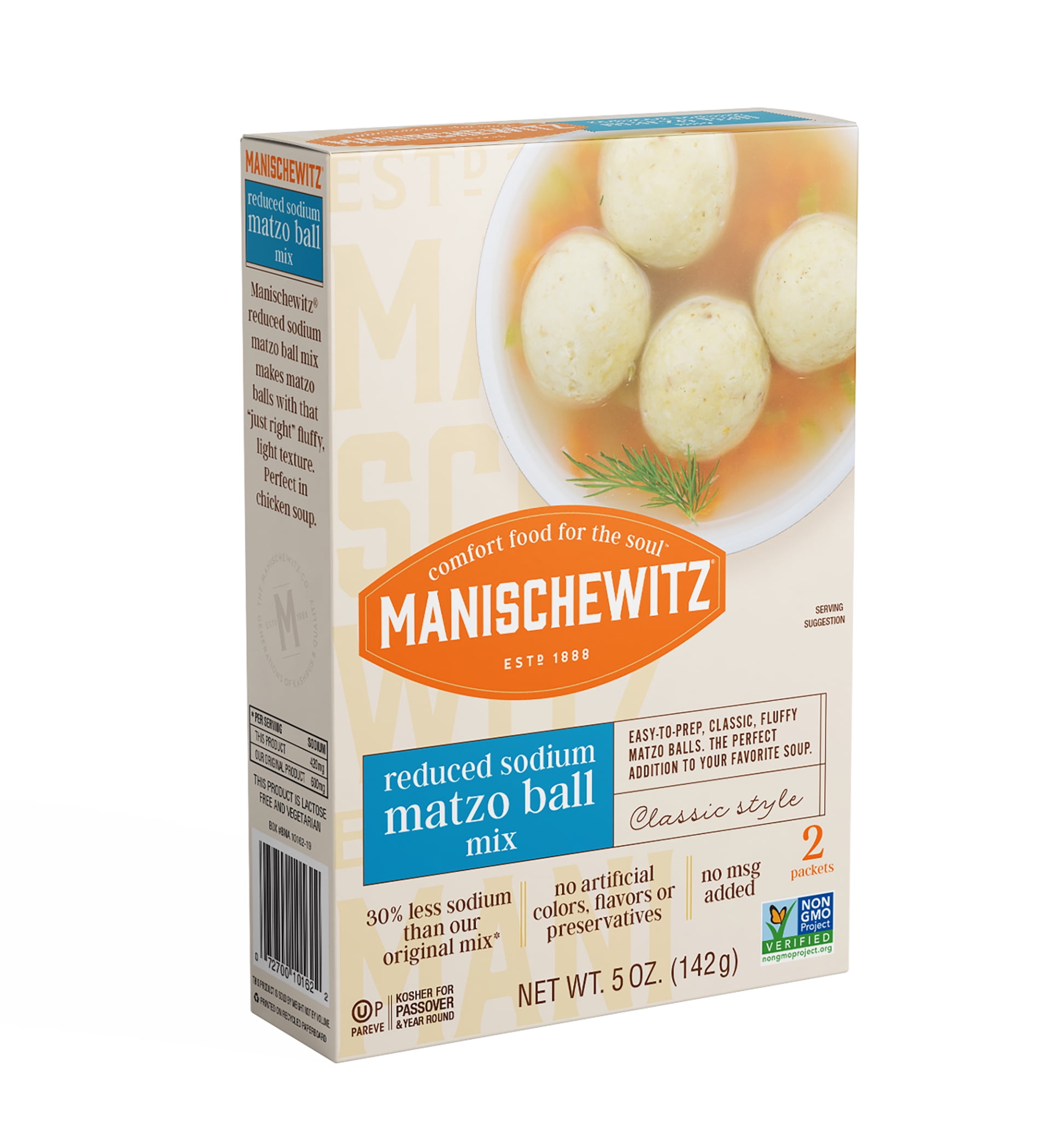 (3 pack) Manischewitz Reduced Sodium Matzo Ball Mix, 5 oz
