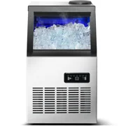 Commercial Ice Maker Machine 120LBS/24H Ice Maker, Stainless Steel Freestanding Ice Machine with 33LBS Storage Capacity, Self-Cleaning, 2 Water Inlet Modes,Ideal for Restaurant,Home,Bar