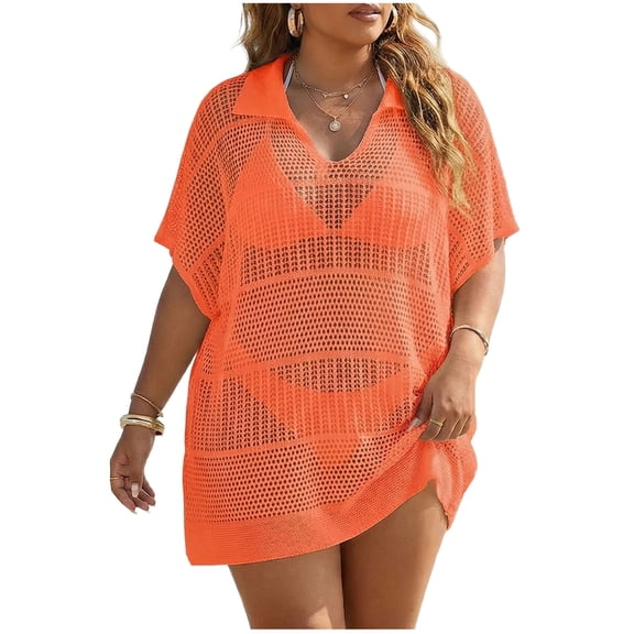 Idoravan Beach Cover Ups for Women Crochet Swimsuit Coverup for Women Bathing Suit Cover Ups Crochet Beach Dress Hollow Out Bikini Cover Up Dresses