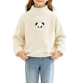 thumbnail image 4 of Spazoro Girls Fleece Mock Neck Long Sleeve T-Shirts, Stretchy Panda Print Warm Long Sleeve Loose Fit Casual Pullover Tops Tee for Fall Layering White Size 0-1T, 4 of 6