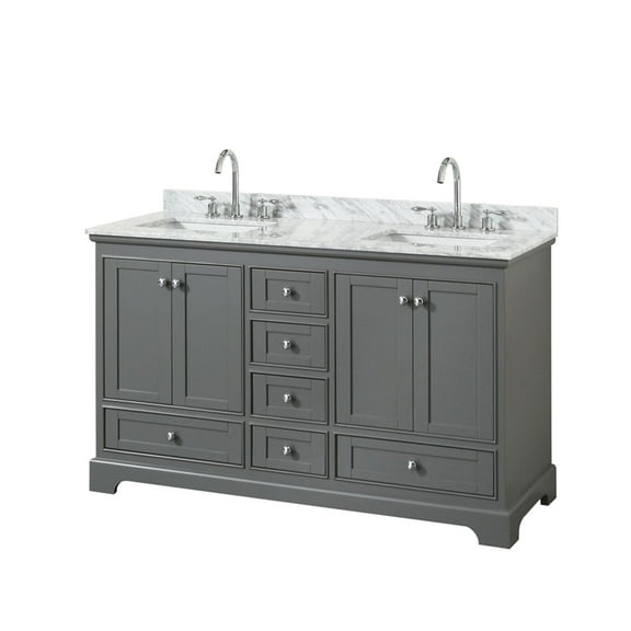 Wyndham Collection WCS202060DKGCMUNSMXX Deborah 60" Free Standing Double Vanity Set - Dark