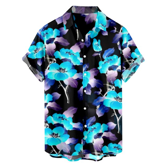 Men's Hawaiian Printed Button Short Sleeve Shirts Men's Casual Fashion Short Sleeve Shirts2XL