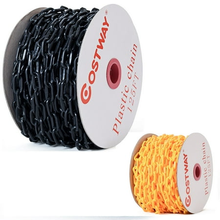 Safety Chain Set - Costway Plastic Chain with Endless Applications in Crowd Control Safety Barrier 125 FT