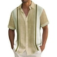 thumbnail image 2 of Lumtrix Mens Casual Summer Cotton Button Down Short Sleeve Shirts Cuban Camp Guayabera Beach Tops Khaki XL, 2 of 5