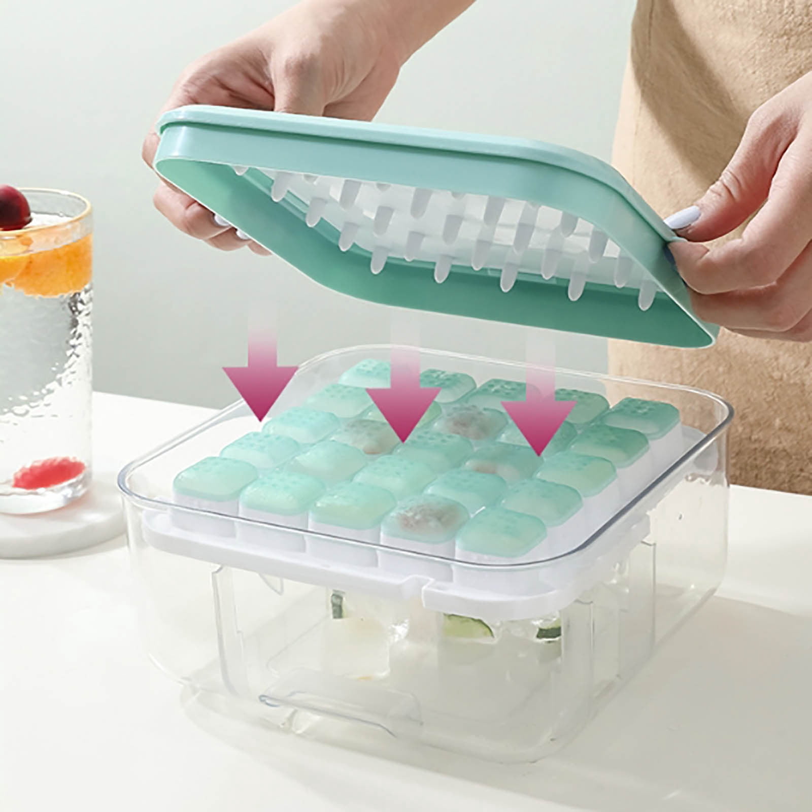 Food Grade Ice Tray For Easy Release Versatile For And Summer Drinks For Home Use Garnish Tray with Freezer Bottom Stainless Ice Cubes for Take 5 Candy Bar Ice Container for Freezer round Ice Trays