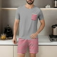 thumbnail image 4 of BXJX Men's Pajama Sets- Crewneck Casual 2-piece Short Sleeve Shirts and Shorts Summer Raglan Sleepwear Red Size M, 4 of 6