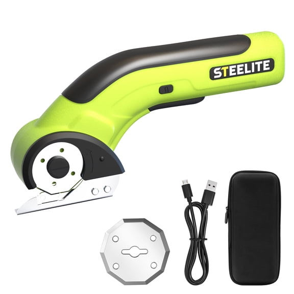 Steelite Cordless Electric Scissors,Electric Cardboard Cutter,4V Rechargeable Box Cutter with Replacement Blade & Storage Bag,Power Rotary Cutter for Cardboard, Fabric, Carpet, Leather, Plastic
