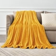 thumbnail image 4 of BEDELITE Fleece Blanket - 3D Ribbed Jacquard Yellow Throw Blanket Lightweight Warm Cozy Soft Fuzzy Blankets All Seasons Suitable 50x60 inches, 4 of 10