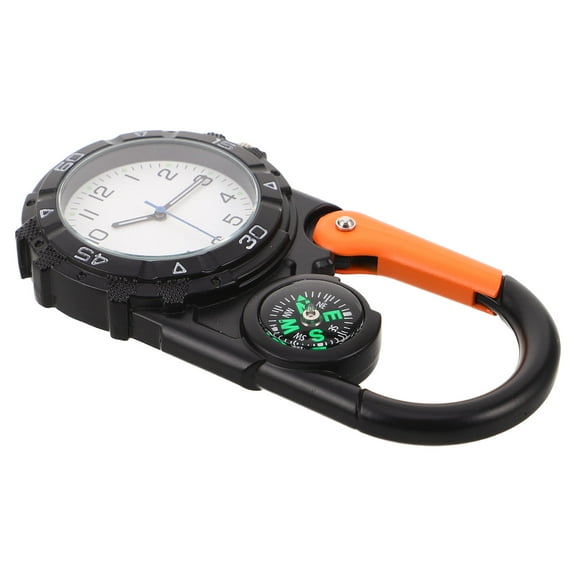LOLIPPYY Outdoor Survival Compass with Quartz Watch and Metal Carabiner Clip for Camping, Hiking, and Adventure Gear