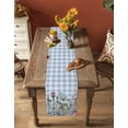 thumbnail image 4 of Spring Floral Burlap Cotton Table Runner 13x48 Inches Long, Blue Plaid Botanical Flowers Butterfly Farmhouse Table Runners, Outdoor Dining Tablecloths Decor for Baby Shower/Party/Wedding, 4 of 6
