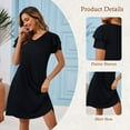 thumbnail image 4 of SHIBEVER Womens Dresses Summer Midi Short Sleeve Dresses for Women Black Maxi V Neck Casual Bohemian Pocket Dress Dressy Comfort Flowy Maxi Dresses XXL, 4 of 9