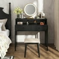 thumbnail image 4 of Costway 39.5" Expandable Rolling Computer Desk with Monitor Shelf 2-tier Desktop 2 Drawers Black, 4 of 10