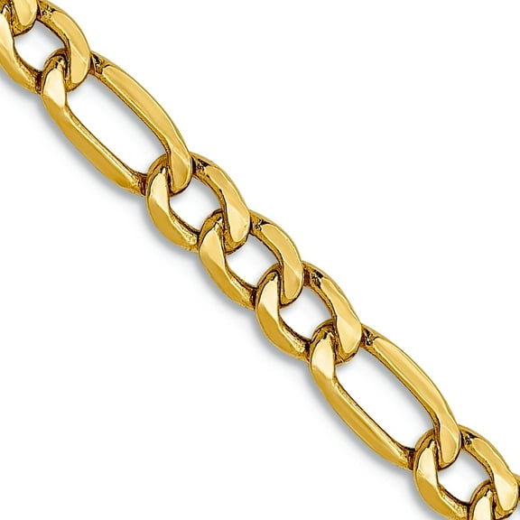 10k Yellow Gold Semi Solid Lobster Claw Closure 3.5mm Semi-solid Figaro Chain Necklace 18 Inch Chain Necklace for Women