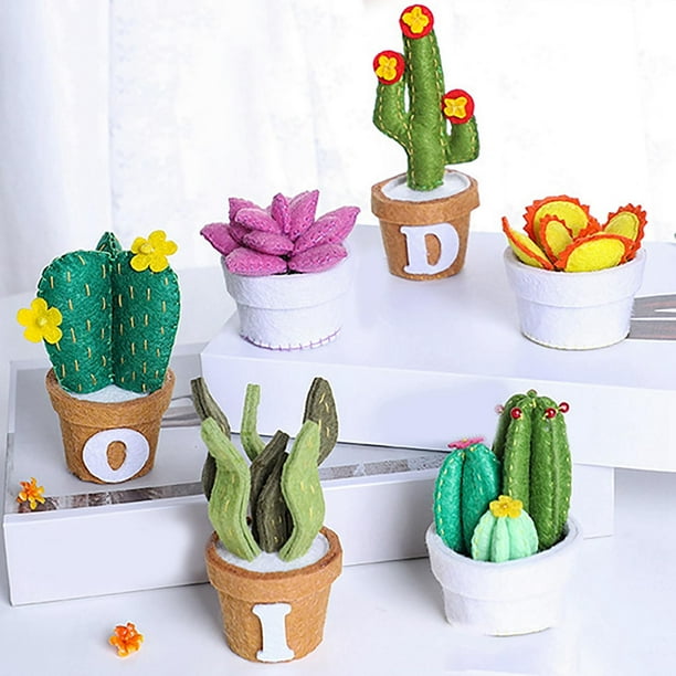 Pequeño de material de planta de fieltro de bricolaje, regalo de la madre, paquete de material 3D no tejido para la decoración Macarena Artesanía de plantas suculentas