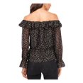 thumbnail image 2 of VINCE CAMUTO Womens Black Metallic Ruffled Blouson Sleeve Off Shoulder Blouse XS, 2 of 3