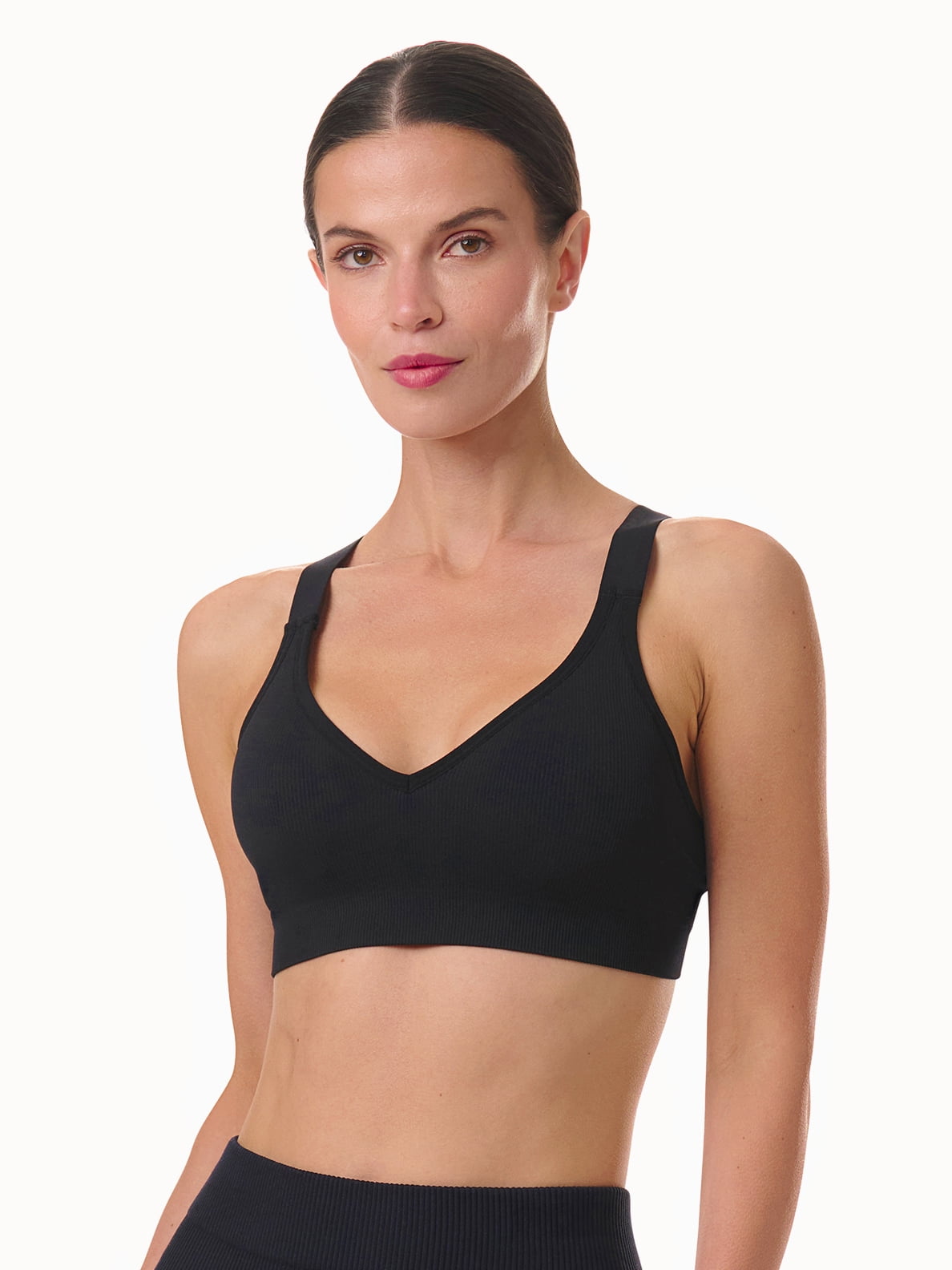 Avia Women's Seamless Rib Plunge Sports Bra, Sizes XS-XXXL