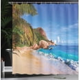 thumbnail image 3 of Ambesonne Beach Shower Curtain, Summer Ocean and Palm Trees, 69"Wx75"L, Blue Brown, 3 of 4