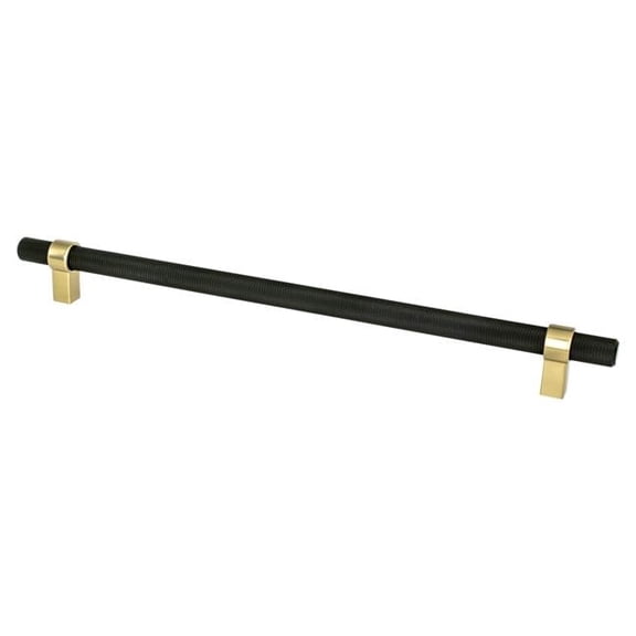 12 in. Center to Center Radial Reign Appliance Pull, Matte Black & Modern Brushed Gold