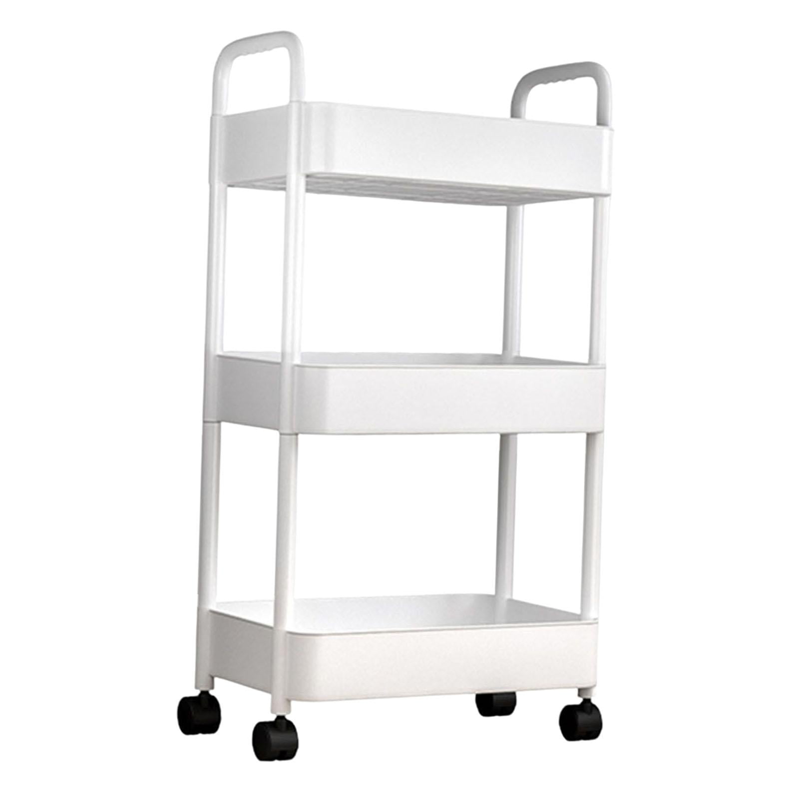 Étagère Pliante à Roulettes 3 étages - Rangement Métal Blanc - Pour Cuisine, Bureau, Salon - Charge 50 Kg/étage - 10