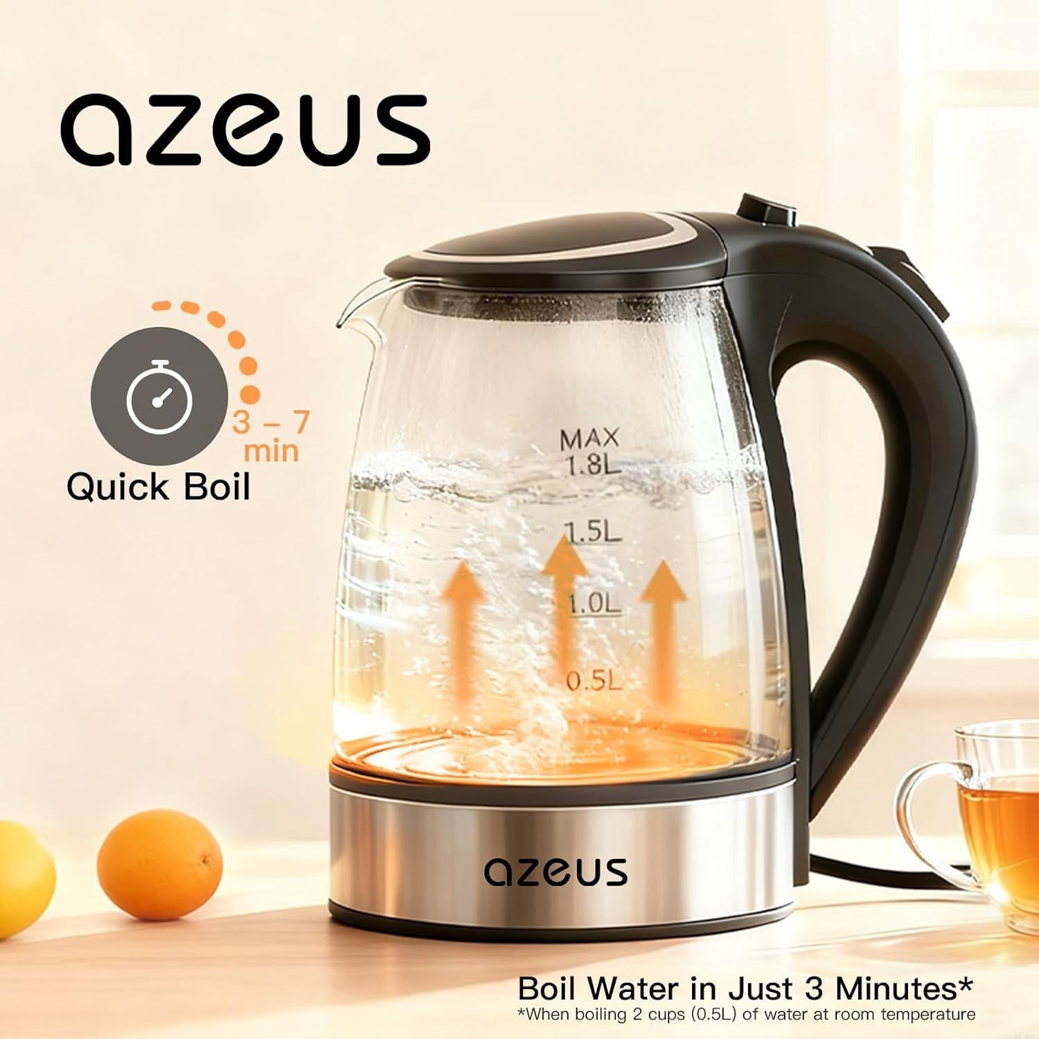 1.8L Electric Water Kettle - Rapid Boiling, Auto Shut-Off, Stylish Steel Design
