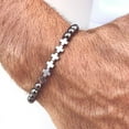 thumbnail image 6 of Men's Beaded Bracelet Handmade with European Geometric Stone Charm and Bright Black Frosted Zircon Matte Imperial Tiger, 6 of 13