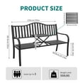thumbnail image 6 of JMGJOY 2 in 1 Metal Outdoor Bench, Weatherproof Garden Bench, with Striped Pattern Backrest and Folding Middle Table, for Patio, Porch, Park, Lawn, 6 of 9