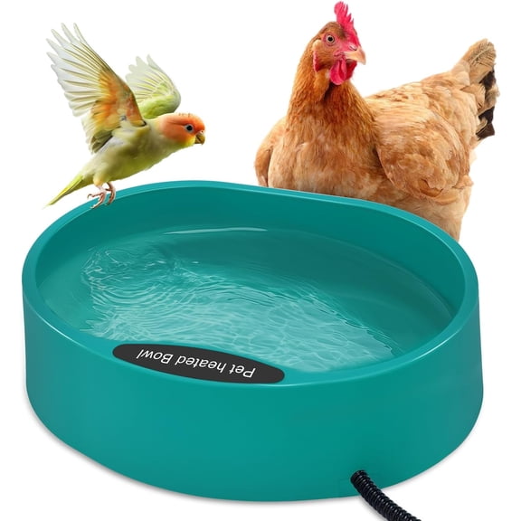 GooingTop Heated Water Bowl for Dog Cat, Outdoor Warming Dog Bowl with Chew Resistant Power Cord, Waterproof Heat Pet Bowl Smart Heating in Winter Antifreeze for Dog Cat Chicken Duck, 3.7L