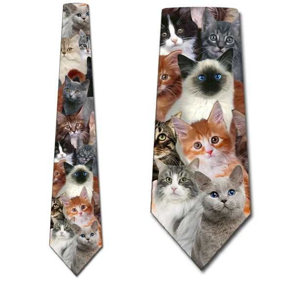 Cat Ties Mens Kitty Kat Meow Necktie Kitten by Three Rooker