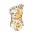 thumbnail image 4 of Yiaed Groovy Floral Print Women One Piece Swimsuits Tummy Control One Shoulder Bathing Suits Pattern Ruffle Swimwear-Small, 4 of 8
