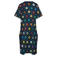 thumbnail image 4 of Vestido largo de vinilo para mujer traje holgado con bolsillos veteado color azul Verano, 4 of 6