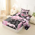 thumbnail image 2 of Castle Fairy Dark Coquette Skull Raven Twin Sheets 3pcs,Vintage Romantic Floral Butterfly Bedding,Pink Black,1 Fitted Sheet,1 Flat Sheet and 1 Pillowcase, 2 of 6